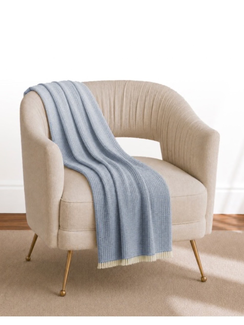 ALICIA ADAMS Baby Alpaca 'Newport Throw' Blue Ombre Coastal Cozy Beach Lounge